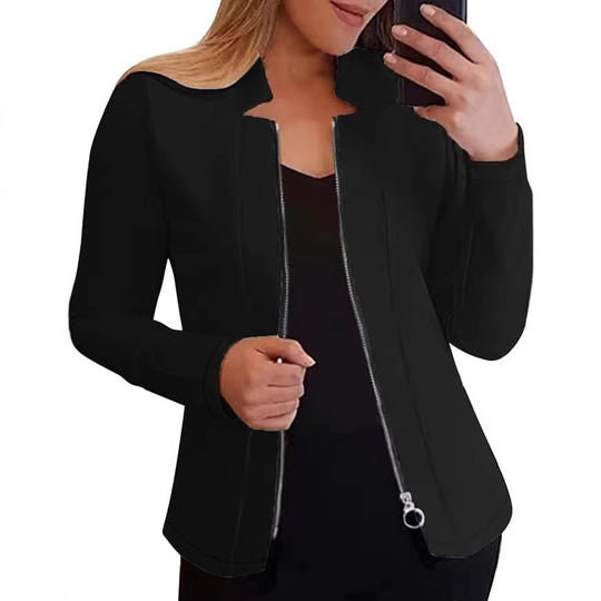 Damen Bikerjacke mit innovativem Schnitt und praktischen Reißverschlussdetails Heidi-Mode
