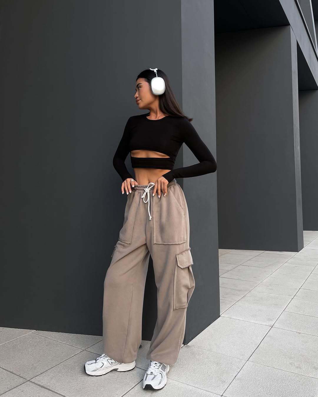 Damen lässige Cargo-Hosen mit elastischem Bund und praktischen Taschen Heidi-Mode