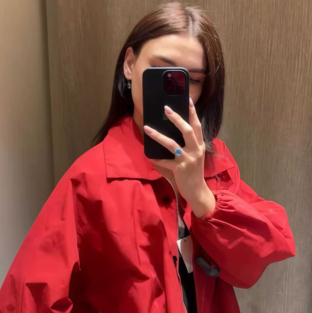 Damen Trendige oversized Utility-Jacke mit seitlichem Reißverschluss und lässigem Schnitt Heidi-Mode
