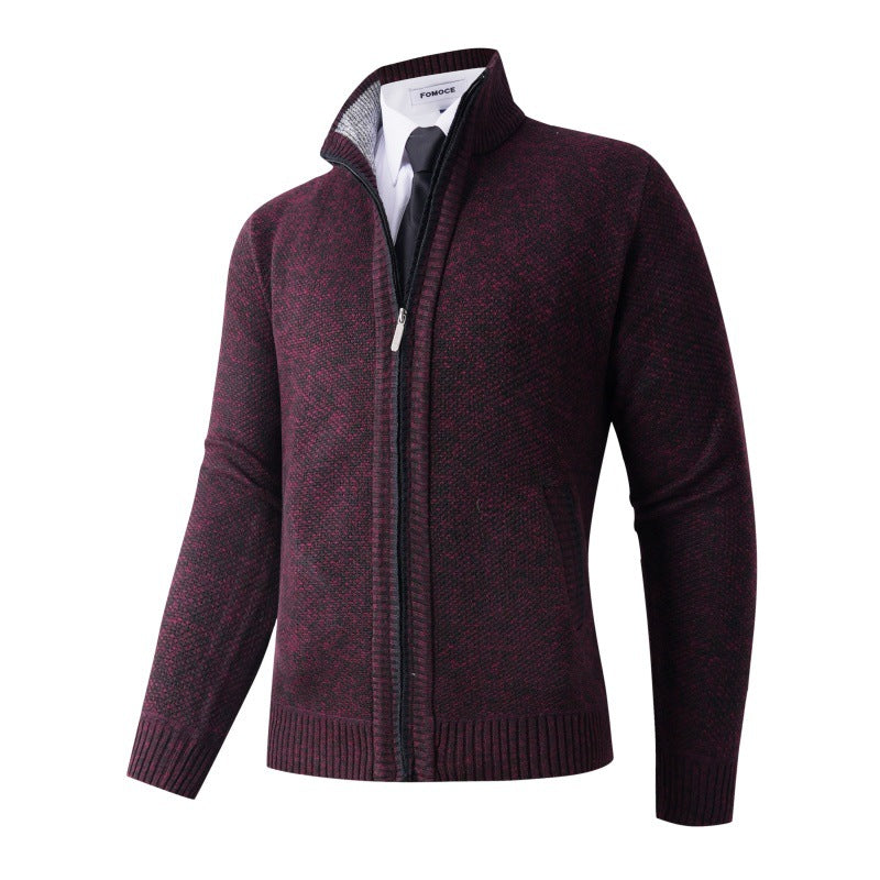 Herren stylische Strickjacke mit hohem Kragen und praktischen Taschen Heidi-Mode