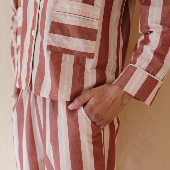 Damen Pyjama-Set mit modischem Streifenmuster Heidi-Mode