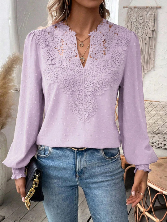 Damen elegante Bluse mit kunstvollen Spitzenverzierungen Heidi-Mode