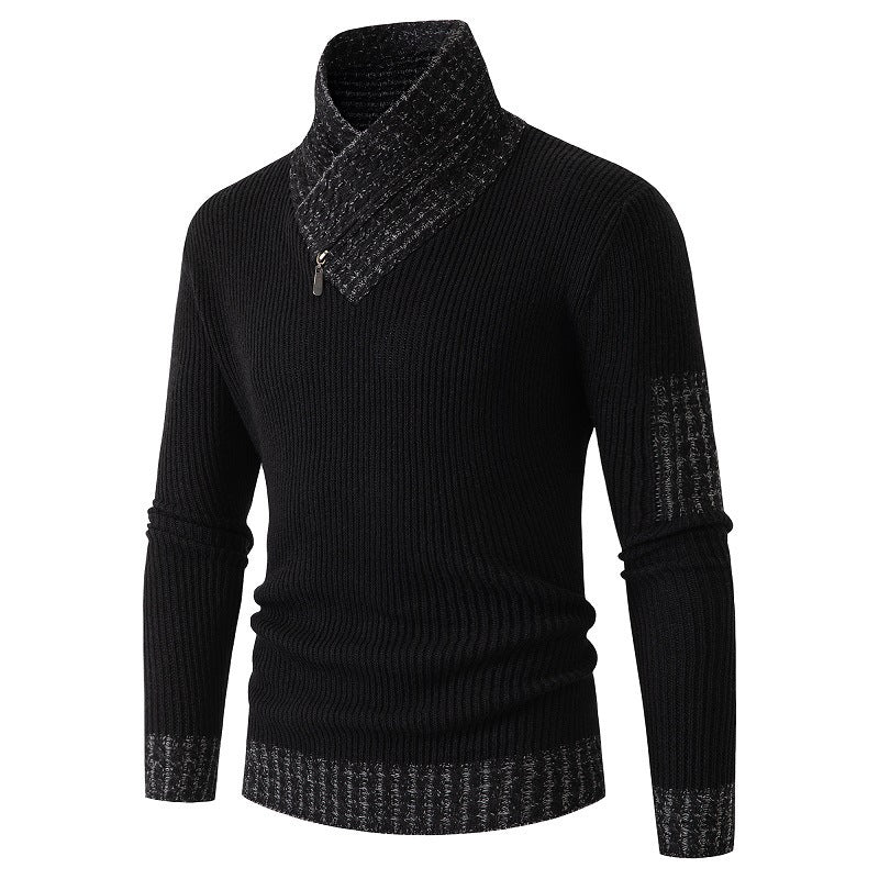 Herren Pullover mit modernem asymmetrischem Kragen und strukturiertem Design Heidi-Mode