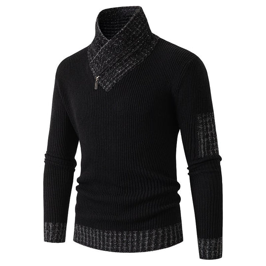 Herren Pullover mit modernem asymmetrischem Kragen und strukturiertem Design Heidi-Mode