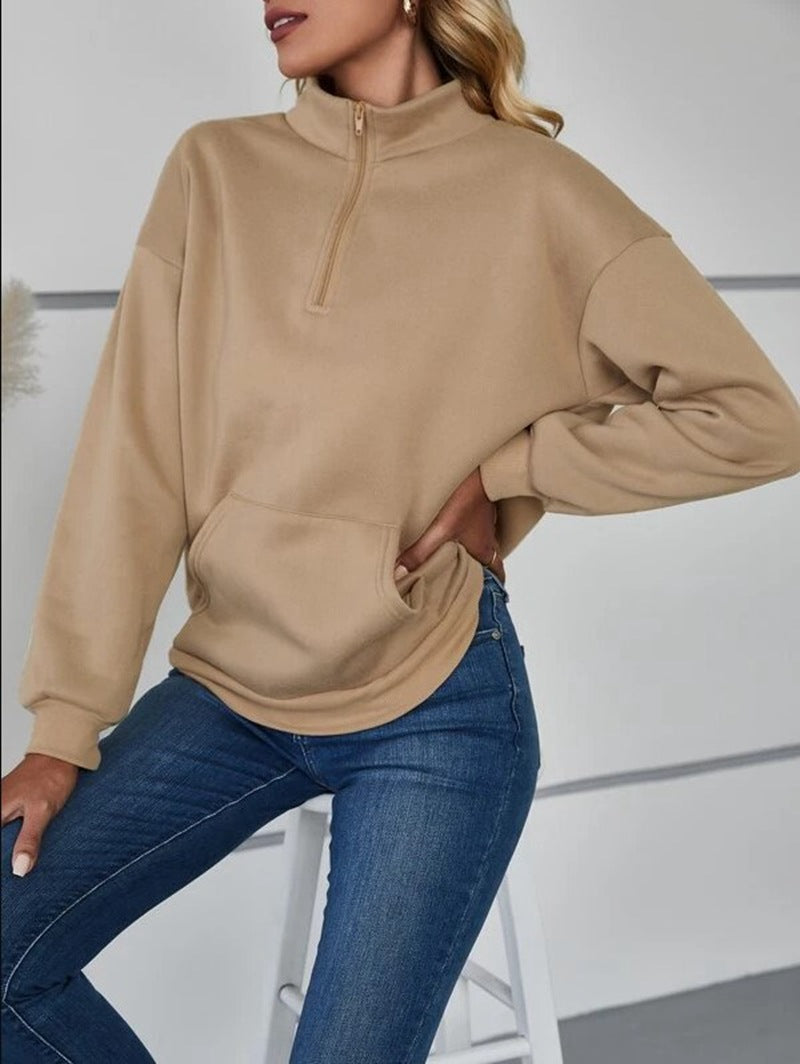 Damen bequemer Stehkragen Pullover Heidi-Mode