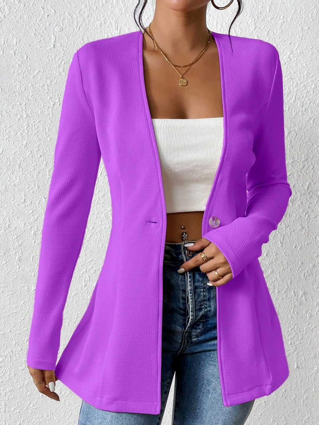 Damen elegante Blazerjacke mit asymmetrischem Schnitt Heidi-Mode