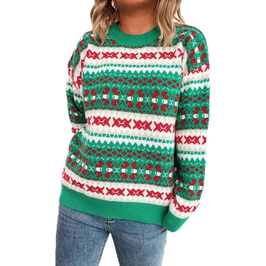 Damen Weihnachts-Pullover mit festlichem Motiv und lockerer Passform Heidi-Mode