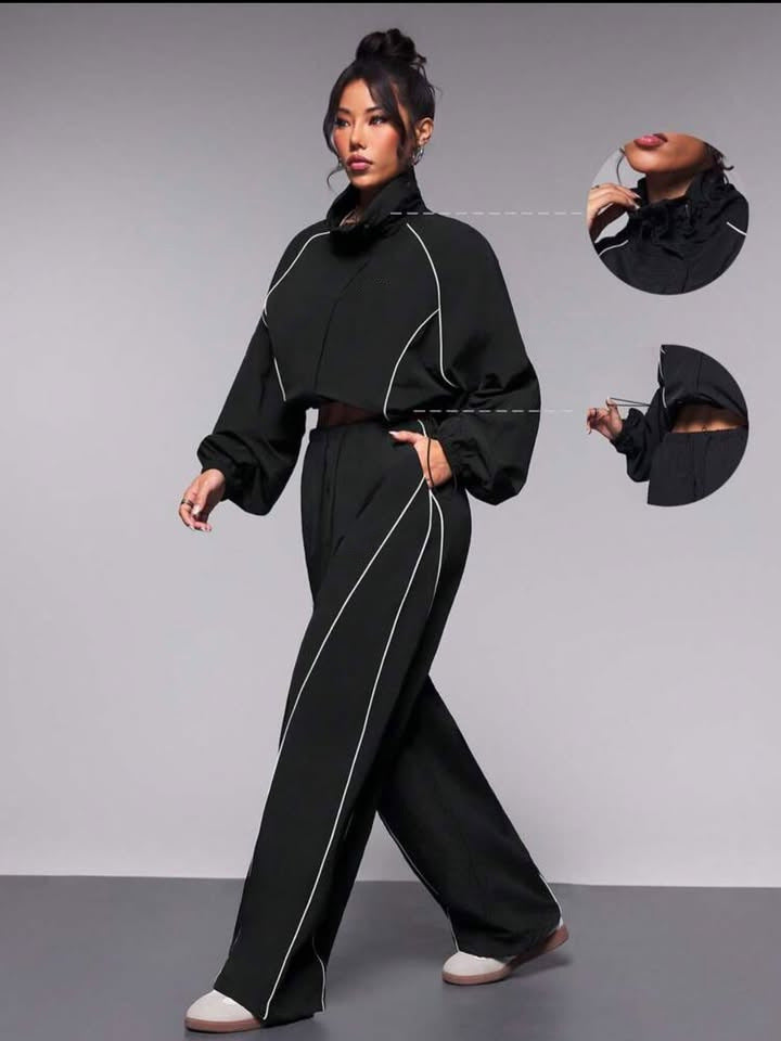 Damen Sportliche Jacke mit hohem Kragen und elastischen Details Heidi-Mode