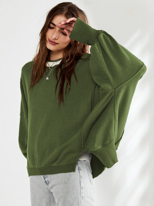 Damen Oversized Sweatshirt im entspannten Stil mit auffälligen Puffärmeln Heidi-Mode