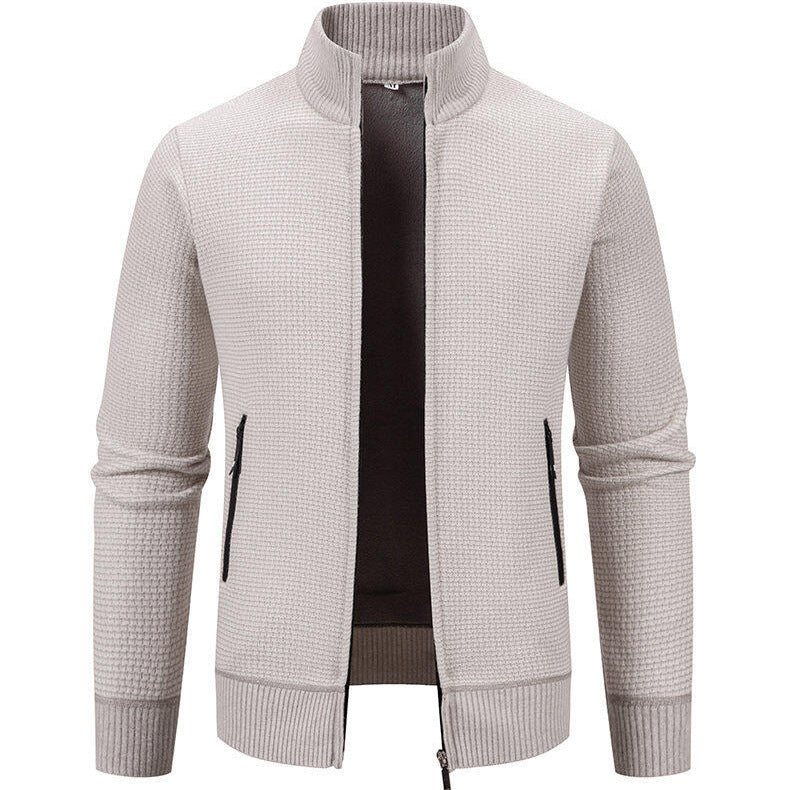 Herren Strickjacke mit modernem Zipper und seitlichen Reißverschlusstaschen Heidi-Mode