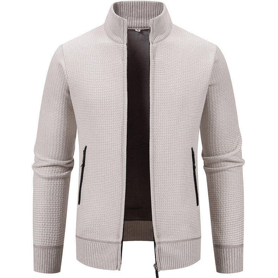 Herren Strickjacke mit modernem Zipper und seitlichen Reißverschlusstaschen Heidi-Mode