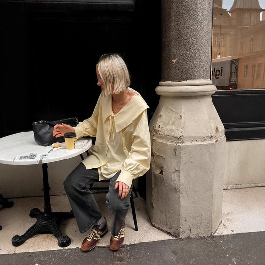 Damen Bluse mit großem Kragen und dezenten Rüschen Heidi-Mode