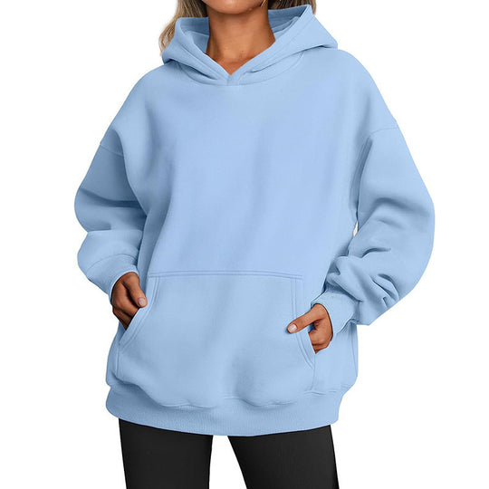 Damen Übergrößen Kapuzenpullover mit praktischen Taschen undlässigem Schnitt Heidi-Mode