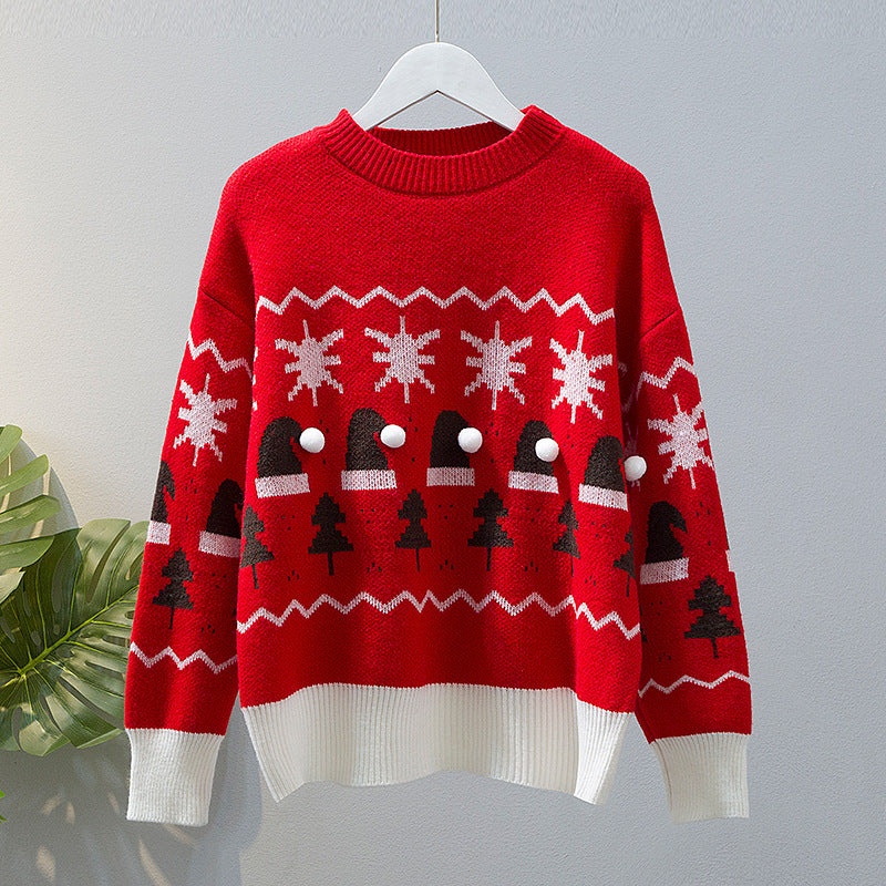 Damen Weihnachtspullover mit festlichem Motiv und verspielten Details Heidi-Mode