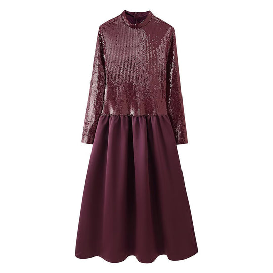 Damen Festliches Kleid mit glitzerndem Oberteil und schwingendem Rock Heidi-Mode