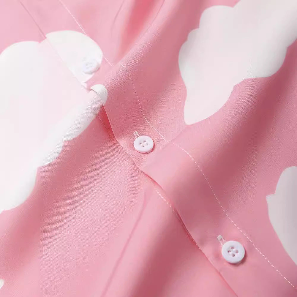 Herren Kurzarmhemd mit Wolkenmuster Heidi-Mode