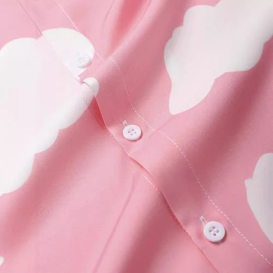 Herren Kurzarmhemd mit Wolkenmuster Heidi-Mode