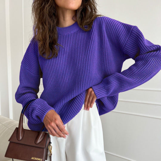 Damen Oversized Strickpullover mit strukturiertem Muster Heidi-Mode