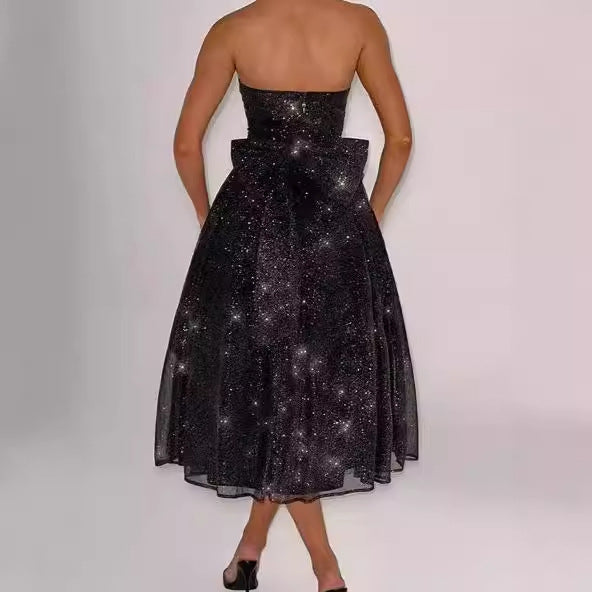 Damen Elegantes strapless Cocktailkleid mit gerafftem Oberteil und A-Linie Heidi-Mode