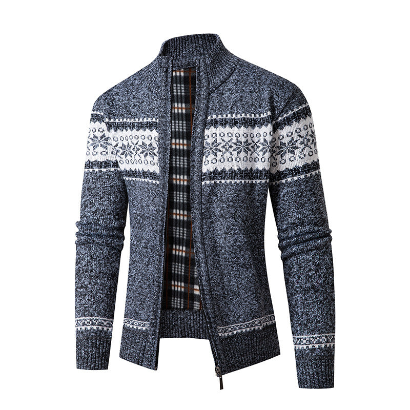 Herren Strickjacke mit hohem Kragen und modernem Zipper Heidi-Mode