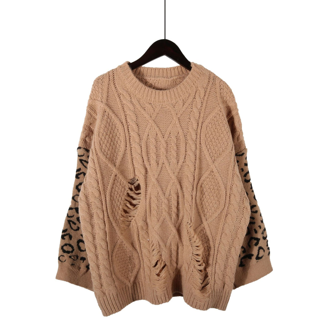 Damen lässiger Strickpullover mit modernem Muster und einzigartigen Details Heidi-Mode
