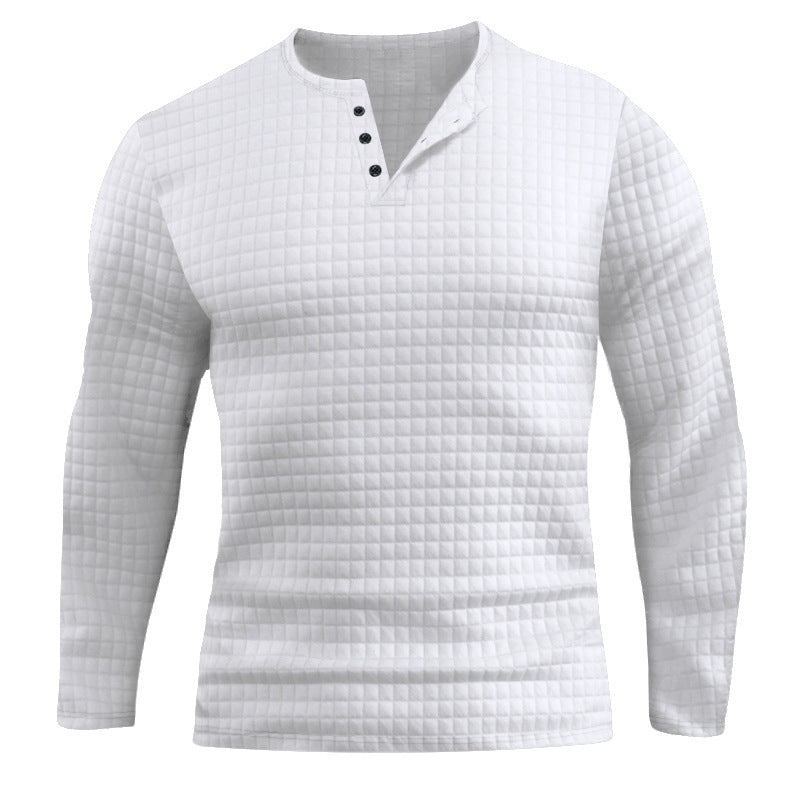 Herren Langarmshirt mit strukturiertem Design und modischem Knopfverschluss Heidi-Mode
