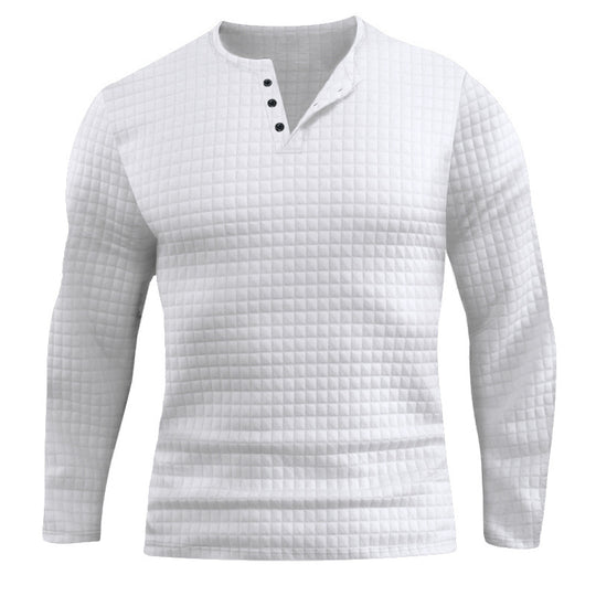 Herren Langarmshirt mit strukturiertem Design und modischem Knopfverschluss Heidi-Mode