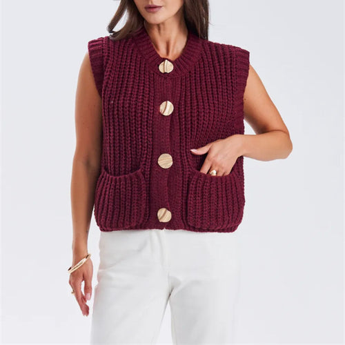 Damen Strickjacke mit goldenen Knöpfen und lässigem Schnitt Heidi-Mode