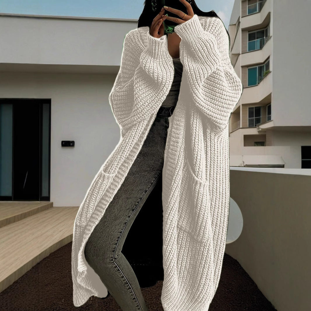 Damen Großer Strickcardigan mit lässiger Passform und großen Taschen Heidi-Mode