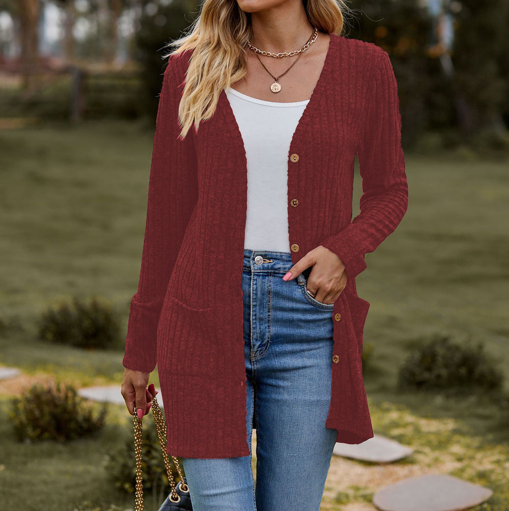 Damen Langstrickjacke mit strukturiertem Obermaterial und praktischen Taschen Heidi-Mode