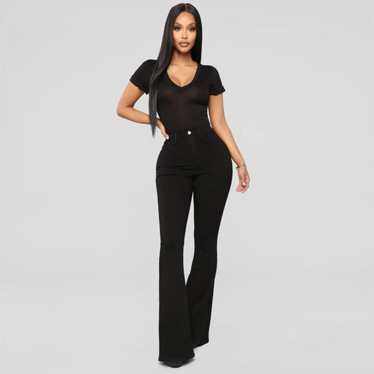 Heidi-Mode | Damen Hohe Taille Demon Jeans mit Geradem Bein