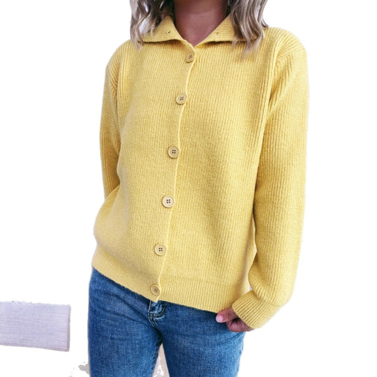 Damen gestrickte Oversize-Jacke mit Knopfleiste und weitem Schnitt Heidi-Mode