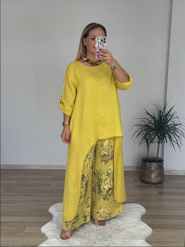 Damen Relaxed Fit Leinen Tunika Top Heidi-Mode