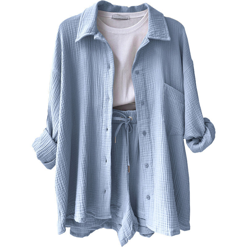 Damen lässige Oversized-Hemdjacke mit Gürtel Heidi-Mode
