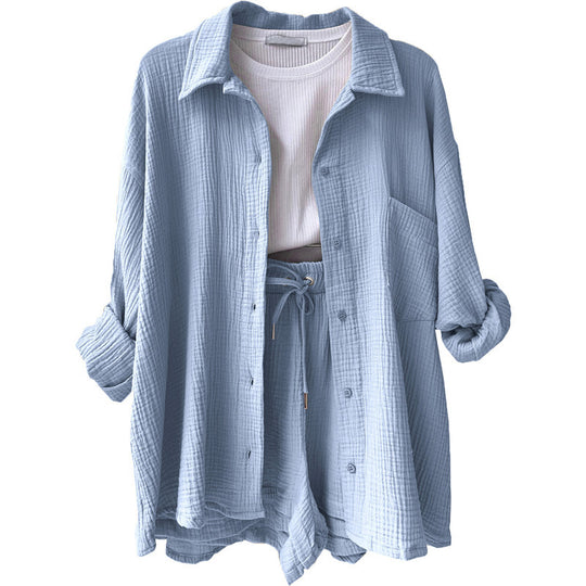 Damen lässige Oversized-Hemdjacke mit Gürtel Heidi-Mode