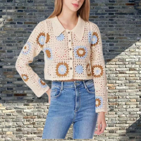 Damen Strickjacke im einzigartigen Granny-Quadrat-Muster Heidi-Mode