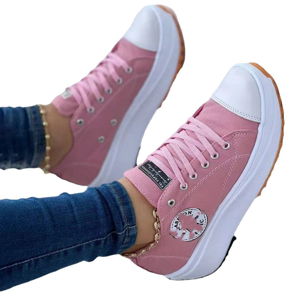 Damen Sportliche Canvas Sneakers im urbanen Design mit Gummisohle Heidi-Mode