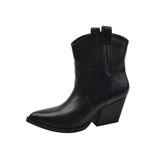 Damen modische Ankle Boots im eleganten Look mit spitzem Zehenbereich Heidi-Mode