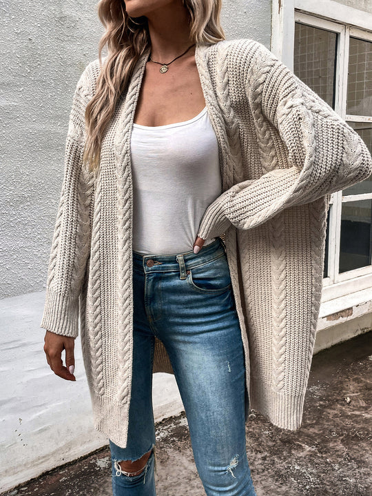 Damen Grobstrick Cardigan mit weitem Schnitt und strukturierter Optik Heidi-Mode