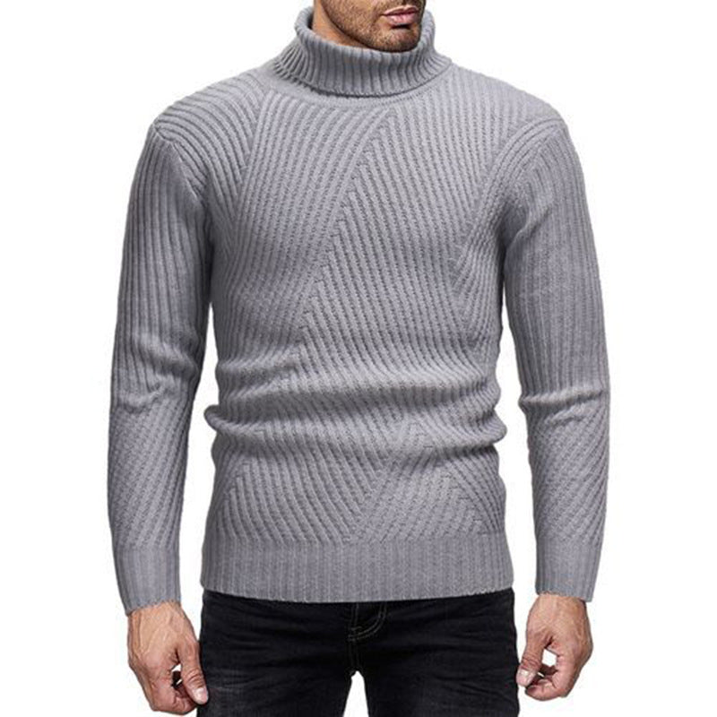 Herren Rollkragenpullover mit strukturiertem Rippdesign Heidi-Mode