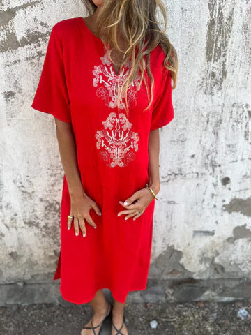 Damen Sommerliches Kleid mit aufwendiger Stickerei Heidi-Mode