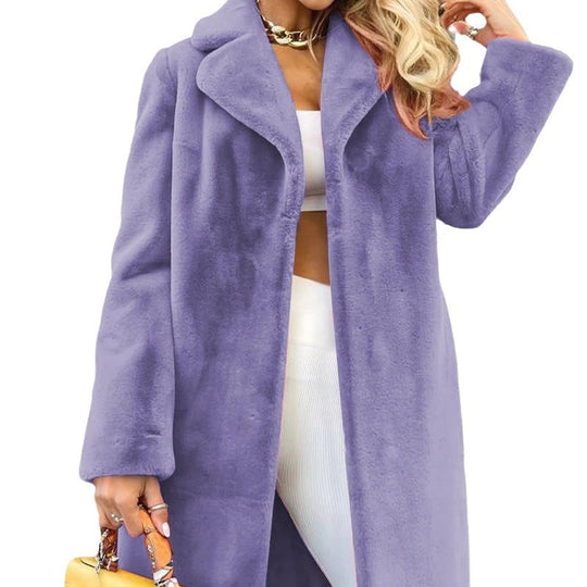 Damen Modische und kuschelige Lange Jacke aus hochwertigem Fleece Heidi-Mode