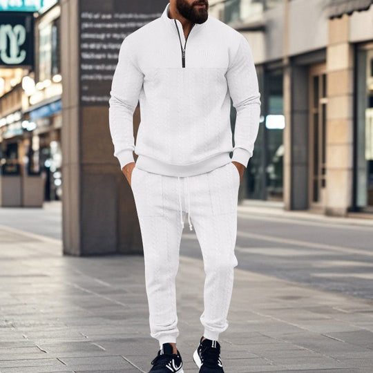 Herren Sportlicher Strickanzug mit Stehkragen und Reißverschluss Heidi-Mode