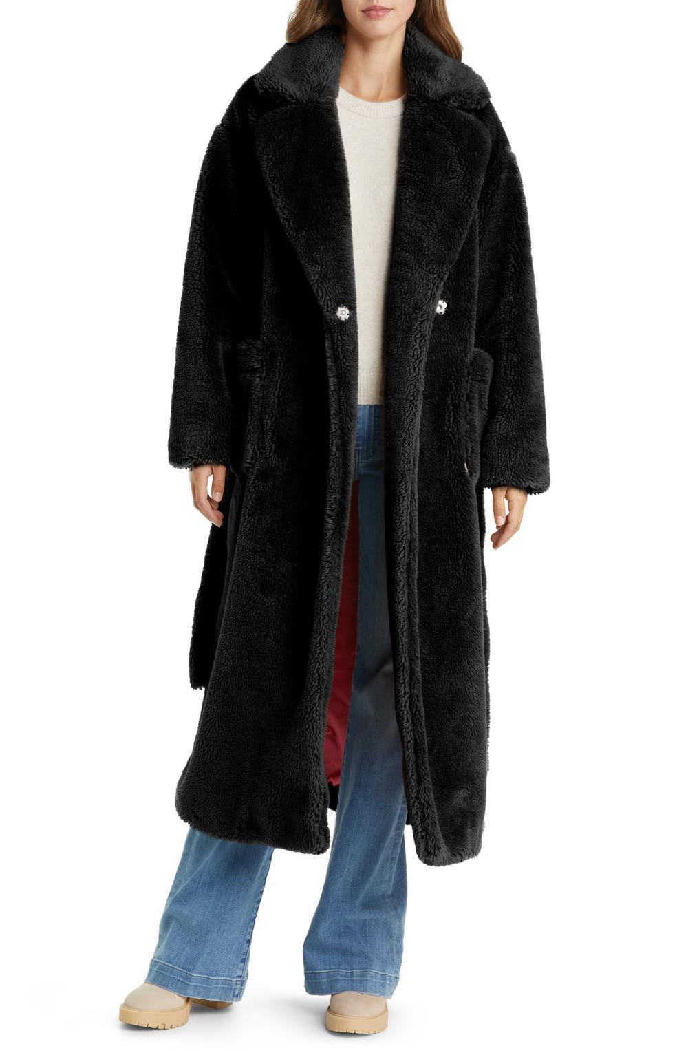 Damen Lange Kuschel-Bademantel mit Gürtel und Taschen Heidi-Mode