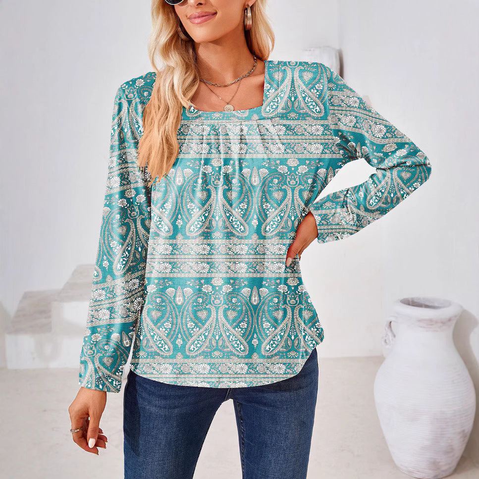 Damen Bluse mit floralen Mustern und quadratischem Ausschnitt Heidi-Mode