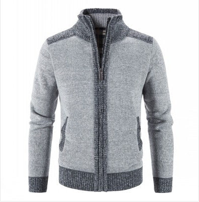 Herren Strickjacke mit hohem Kragen und kariertem Innenfutter Heidi-Mode