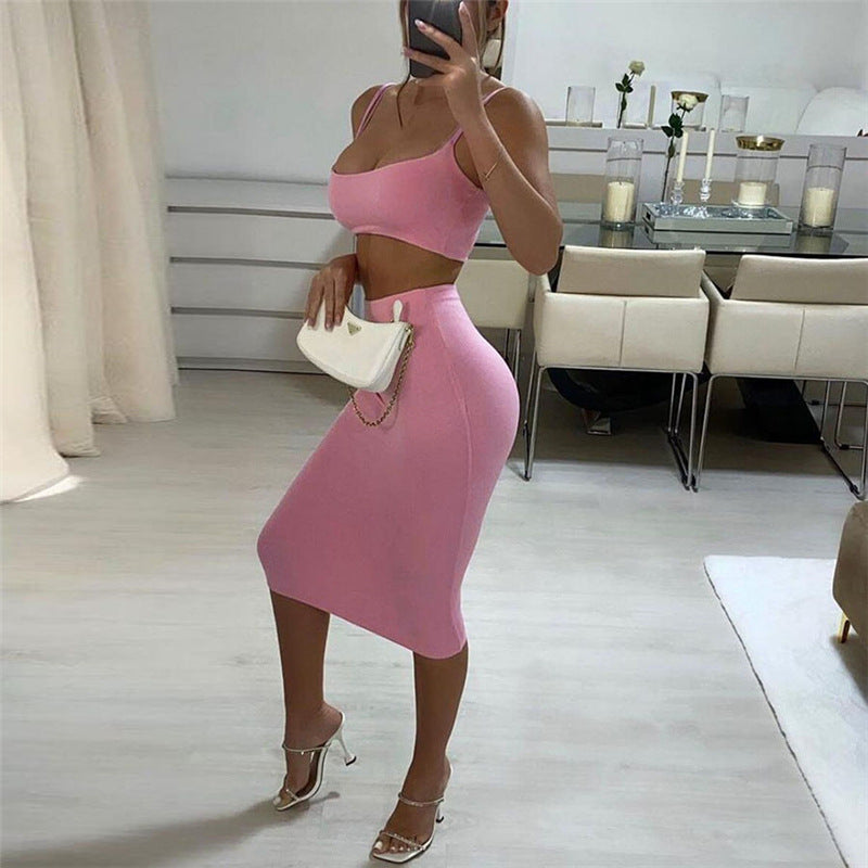 Damen figurbetontes Tube-Top und Bleistiftrock Set Heidi-Mode
