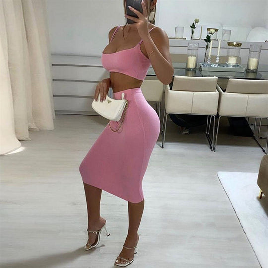 Damen figurbetontes Tube-Top und Bleistiftrock Set Heidi-Mode