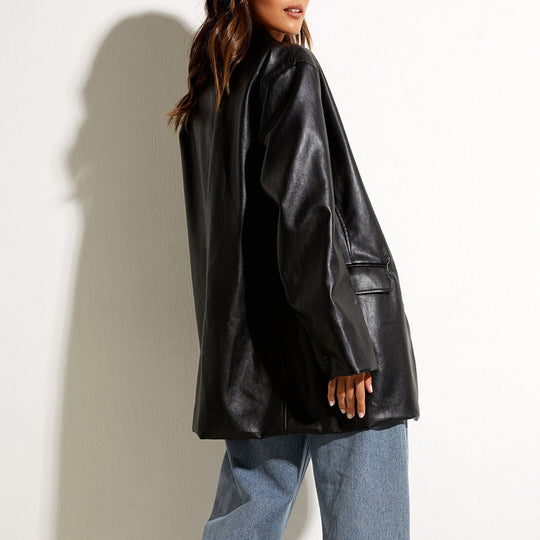 Damen modische Kunstlederjacke mit elegantem Schnitt Heidi-Mode