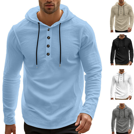 Herren Sportliches Kapuzenoberteil aus atmungsaktivem Material mit Knopfleiste Heidi-Mode